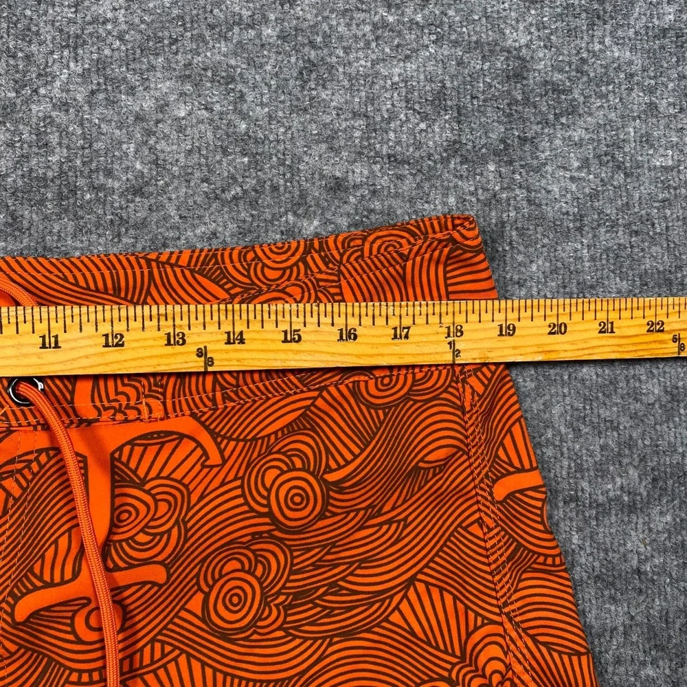 The North Face Mens Orange Anchor Wave Print Board Shorts‎ Swim Trunks Size 36